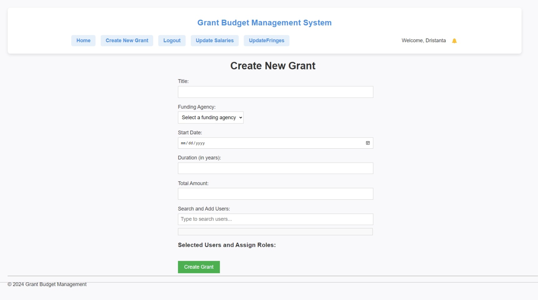 Create Grant Screenshot